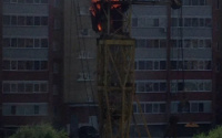 Пожар на стройке: в Тюмени на Войновке загорелась кабина башенного крана