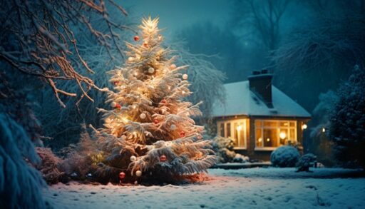 Новый год 2025 елка праздник подарок дача freepik.com