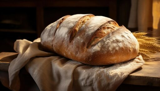 Батон хлеба на столе