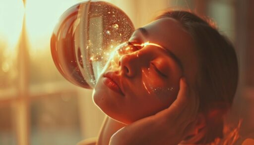 Девушка спит, а над ее головой висит шар