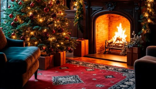 ИИ дача дом камин зима Новый год Рождество комната  freepik.com