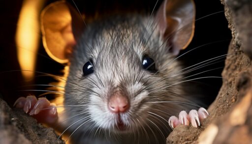 Мышь или крыса пытается проникнуть в дом