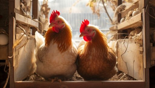 Петух и курица сидят в курятнике