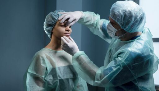 Пластический хирург осматривает пациентку