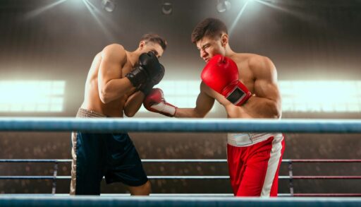 Два боксера дерутся на ринге