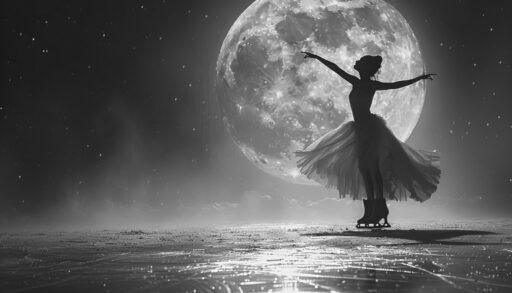 Балерина на льду на фоне Луны
