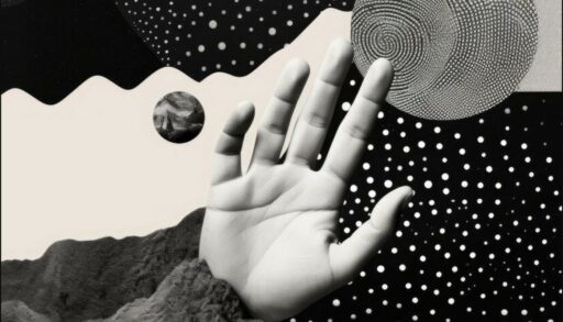 черно-белый коллаж фантастический