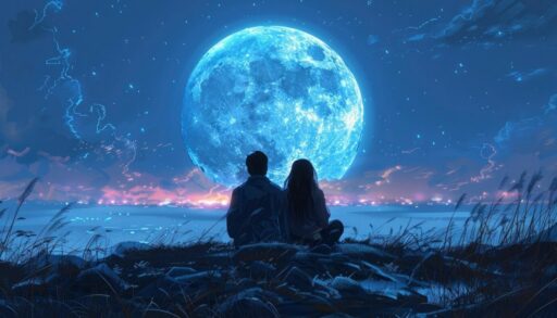 Двое смотрят на Полную Луну