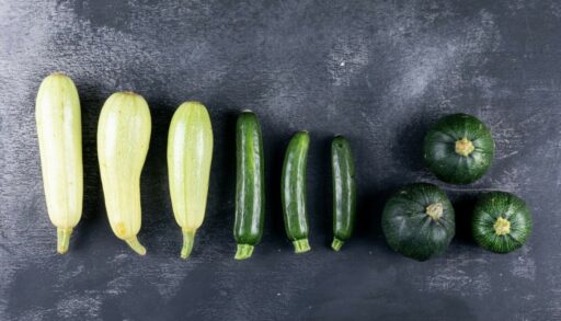 кабачки в ряд разного цвета