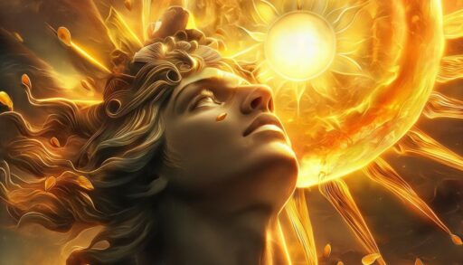 античное лицо на фоне солнца