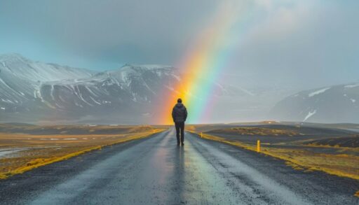 человек идет по дороге