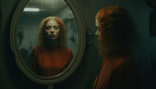 девушка и ее отражение в зеркале