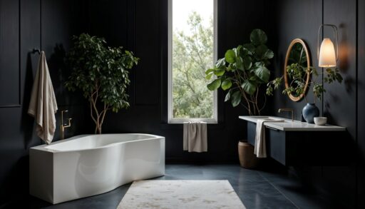 Красивая ванная комната с растениями