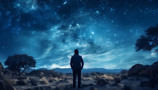 Человек смотрит на звездное небо