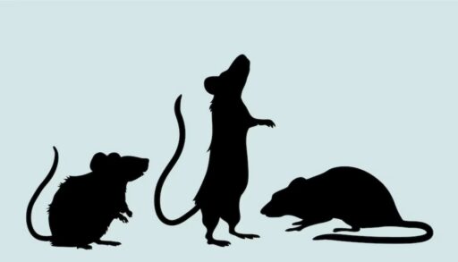 черные силуэты мышей