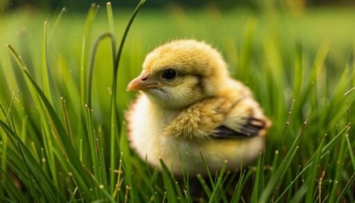 птенец сидит в траве