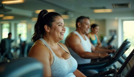 Люди занимаются спортом в тренажерном зале