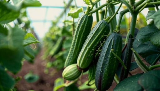 Огурцы в теплице на ветках