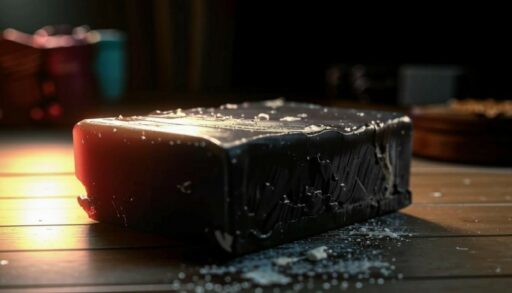 темное мыло лежит на столе