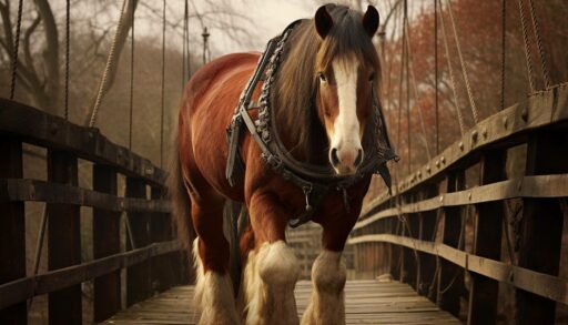 Лошадь-тяжеловоз в упряжке