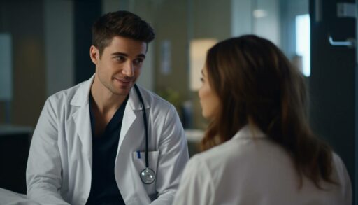 Молодой врач разговаривает с пациенткой