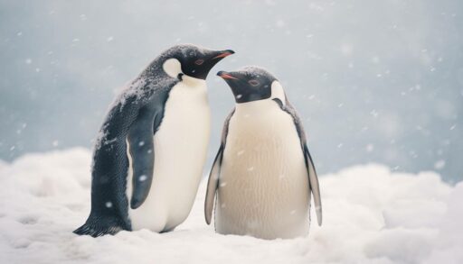 Два симпатичных пингвина на льдине