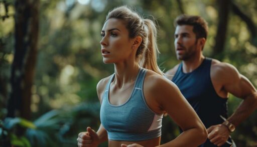 Молодая пара на утренней пробежке