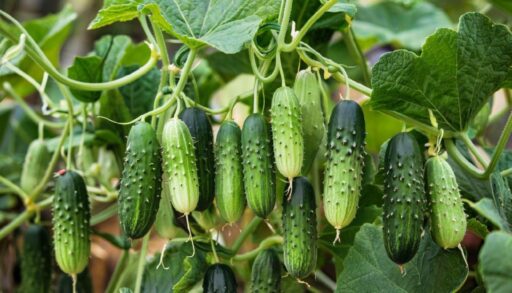 урожай огурцов на плетях