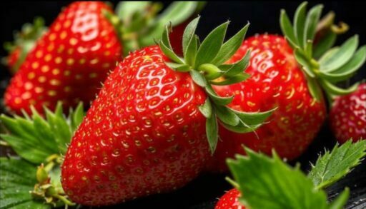 Красивая и сочная клубника растет на грядке