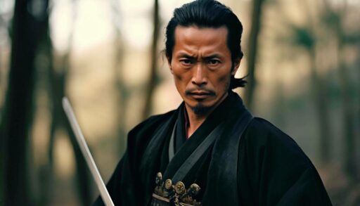 Воин-самурай с мечом в руках