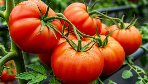 сочные томаты висят на ветке