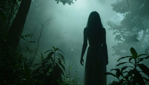 женщина темный лес