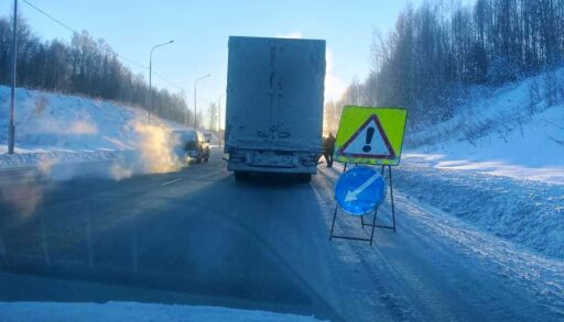 Под Тобольском инспекторы ГИБДД помогли замерзающему дальнобойщику