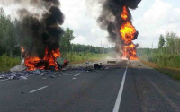 Жуткое ДТП с «ГАЗелью» и бензовозом в ХМАО: произошел взрыв и пожар, два человека погибли