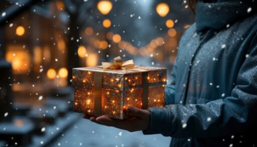 руки держат новогодний подарок