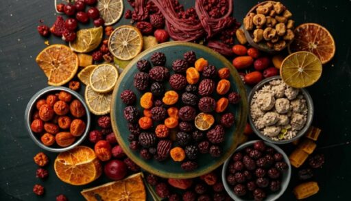 сухофрукты на темном фоне