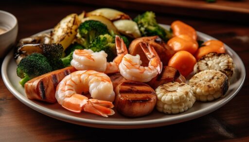 Тарелка с мясопродуктами и мясом