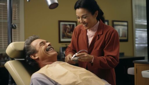 Стоматолог проводит осмотр пациента