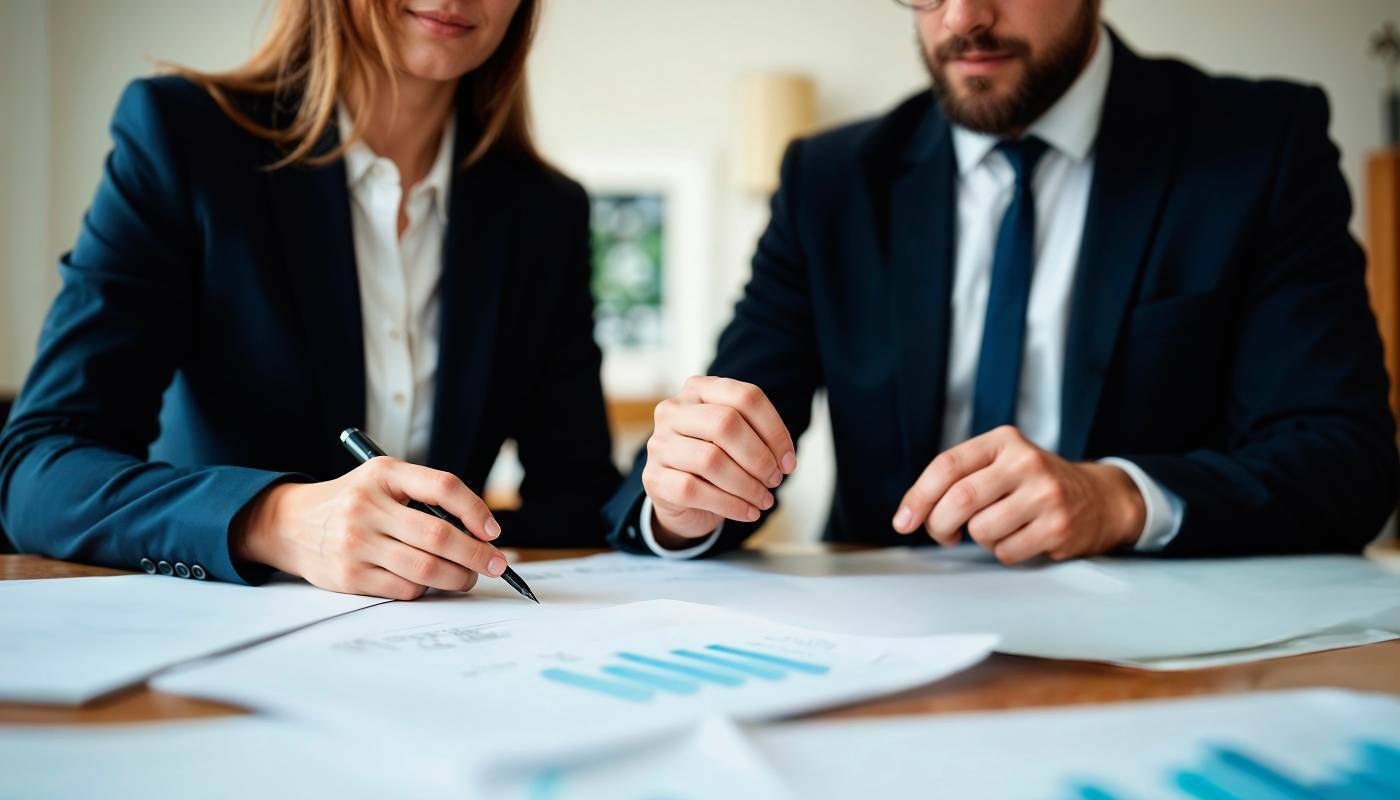 Бизнес-партнеры подписывают документы