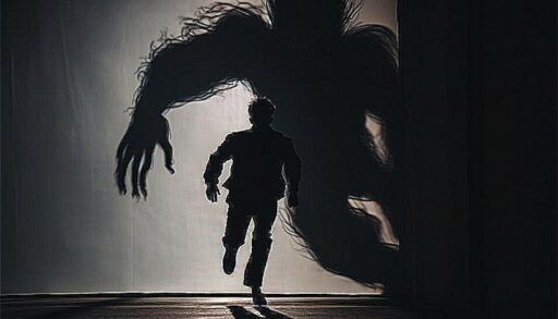 человек бежит от монстра