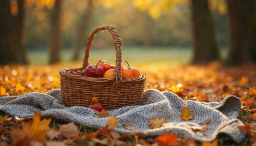 корзинка осень плед