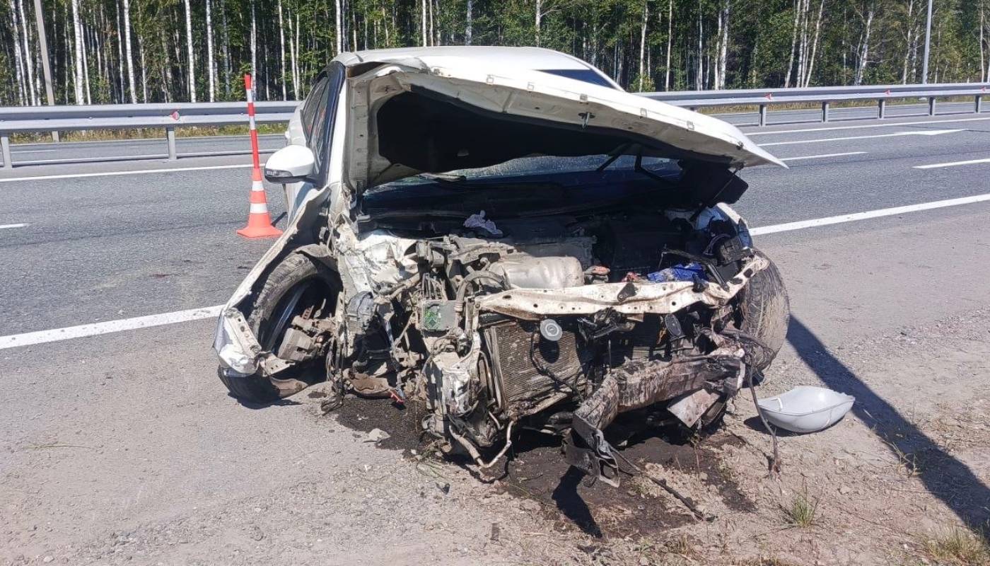 В Тюменской области иномарка улетела в кювет, пострадали трое детей